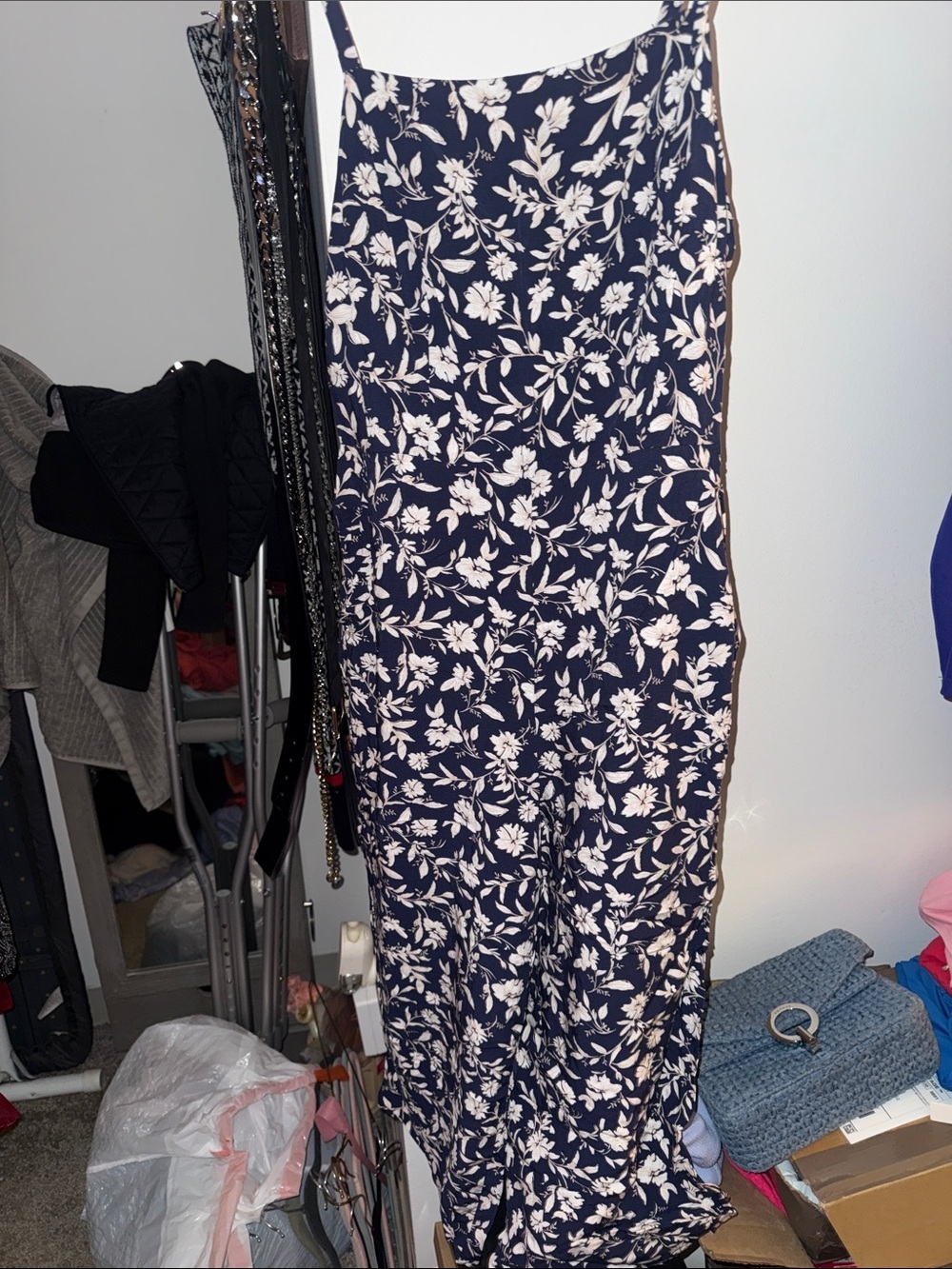 Old Navy Navy and White Floral Jumpsuit